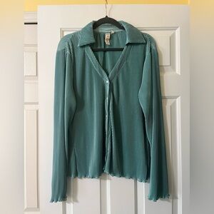 Teal Silky Dolan Blouse